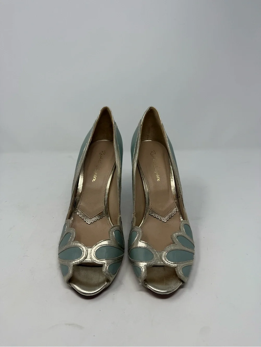 Rachel Simpson Isabelle Mint Leather Vintage Peep Toe Heel Size US 9